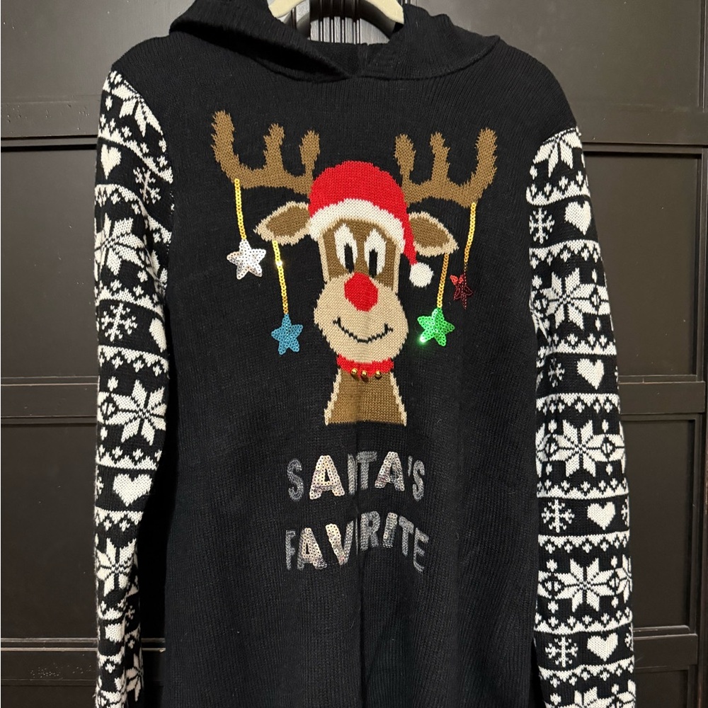 No Boundaries Black Festive Reindeer Sweater